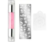 YRKREUVBIE-Double Head Nail Stamp, Silicone Stamp Jelly, Transparent Visible Body, DIY Nail Stamp Will Not Displace-Pink
