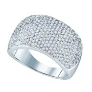 14k White Gold Round Diamond Pave Band Ring 1 Cttw