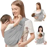 Baby Sling Carrier Newborn to Toddler,Updated Adjustable One Shoulder Labor-Saving Baby Holder Carrier,Tollder Sling Carrying 7-45 lbs（All-Season-Gray）