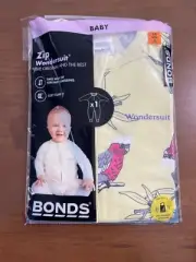 BONDS WONDERSUIT YELLOW WOTH GALAHS PINK BIRDS BNIP SIZE 00