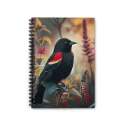 Spiral Notebook Ruled Line Red Winged Blackbird in Natural Environment Design 3