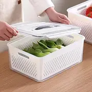 Large Produce Saver with Colander Handle, Vegetable Storage Keeper Airtight Leakproof Keep Fresh Longer Lettuce Containers Big BPA-FREE Veggies Banana Fruit Big Box Preserver Strainer 22.6 Cup/5.3L