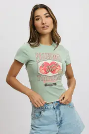 Green Graphic Tee Short Sleeve - Size 12M, Women's Graphic Tee