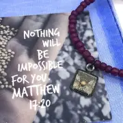 Mustard Seed Bracelet Handmade Size Small W/Jewelry Bag & Scripture Card NEW