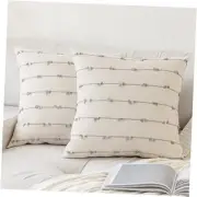 Boho Throw Pillow Covers 18x18 Set of 2 18" x 18" (Pack of 2) Beige and Grey