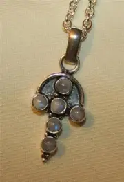 Unique 925 Silver Shiny Topped Moonstone Cross Pendant Necklace