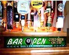 Lighted 18 BEER TAP HANDLE DISPLAY / BILLIARDS POOL HALL KEGERATOR BAR SIGN