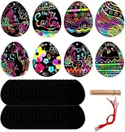 48 Pcs Easter Scratch Art, Egg Decorations Papers