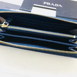 全新正品 Prada長夾 藍色 米蘭購回 1M0506 BLUETTE