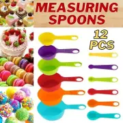 Multi-Color Measuring Cups and Spoons 12-Piece Set -Plastic Kitchen Cooking Tool