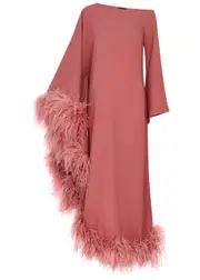 Taller Marmo Ubud Feather-trimmed Maxi Dress - Pink - 40 (UK8 / S) 40 (UK8 / S)