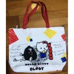 全新 SANRIO 三麗鷗HELLO KITTY X OLOGY 凱蒂貓X掰掰啾啾 聯名款 帆布 橫式 手提袋