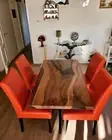 Custom Clear Resin Epoxy Coffee Table | Modern Live Edge Wood & Resin Table tops