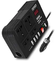300W Car Power Inverter, DC 12V to 220V AC Converter with LED Display, 4 USB Ports, 4 Charger Outlets,Portable Charger for Cars, Trucks, RVs