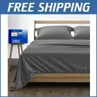 1000 Thread Count Deep Pocket King Size Sheet Set in Dark Grey - Hypoallergenic