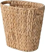 StorageWorks Wicker Waste Basket, Handwoven Water Hyacinth Trash Can with Built-in Handles, Wicker Garbage Can for Bedroom, Bathroom, 1 Pack