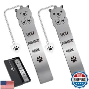 Berirexrion Cute Dog Metal Bookmark - 2 PCs You Pawsed Here Bookmarks for Kid