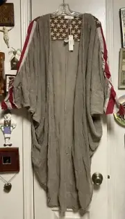 Stunning /eis/ Los Angeles Cover Top/Jacket In Netted Taupe, Stars Stripes BNWT