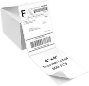 MaxGear 4" x 6" Direct Thermal Labels, 500 Labels, Fanfold Shipping Package Labels, Perforated White Mailing Labels, Commercial Grade, Permanent Adhesive, Compatible with Most Thermal Printers