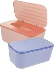 MAGICLULU 2Pcs Reusable Wipes Dispenser Tissue Box Holder with Cover Stylish Desktop Wipe Container for Home and Bathroom Keeps Wipes Fresh and Clean