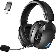 YOGONEV Gaming Headset Wireless,Wireless Headset with Microphone,Lossless Audio Over Ear Hybrid Active Noise Cancelling with Bluetooth 5.3, 2.4GHz USB,for PS5, PS4,Switch,PC,Mac (Black)