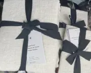 West Elm European Linen Mini Waffle Duvet Full Queen Natural Flax & 2 Std shams