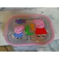 在飛比找蝦皮購物優惠-兒童 臺灣製 不鏽鋼 分隔 餐盤 便當盒 佩佩豬 卡通 粉紅