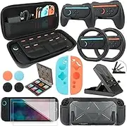 RTop Switch 2 Accessories Kit for Nintendo Switch 2 (2025),Family Bundle Accessories Kit with Carrying Case& Screen Protector,Joy Con Grips and Steering Wheels,Case Cover,Stand Mount and More (16 in 1