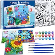 3 Pack Paint by Numbers for Kids Ages 8-12, 10*8" Color by Number Framed Canvas With 18 Acrylic Paint Pots and 6 Brushes, Arts and Crafts Art Supplies for Children 9-12