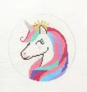 Laura Love Designs Pretty Unicorn Ornament Handpainted Needlepoint Canvas