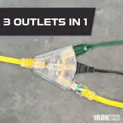 75 Foot Lighted Outdoor Extension Cord with 3 Electrical Power Outlets - Yellow