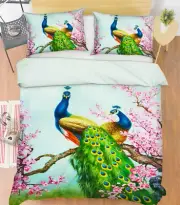 3D Plum Peacock ZZHU09 Bed Pillowcases Quilt Duvet Cover Set Queen King Zoe