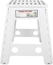 Folding Step Stool,Portable Living Plastic Dots Folding Step Stool Anti-Slip Foldable Adults Chair Portable Collapsible Plastic Step Stool (White)