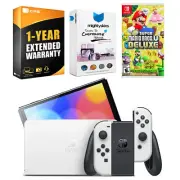 Nintendo Switch White OLED Console + Mario Bros U Deluxe Bundle