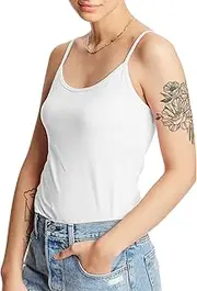 [Hanes] Women's Stretch Cotton Cami with Built-in Shelf Bra