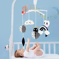 在飛比找蝦皮購物優惠-動物音樂盒黑白床鈴玩具嬰兒床搖鈴嬰兒玩具0-12個月嬰兒發條