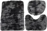 Set of 3 Bathroom Rug Set, Bath and Toilet Mat Set, U-Shaped Contour Toilet Mat, Non-Slip Tie-Dye Bathroom Rug, Machine Washable Bathroom Rug for Family, Contour Bathroom Rug for Shower Room