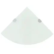 Corner Shelf with Chrome Supports Glass White 25x25 cm