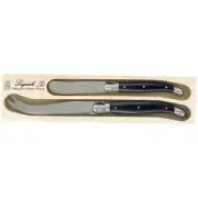 Laguiole Andre Verdier Debutant Cheese Knife Set Black Set of 2