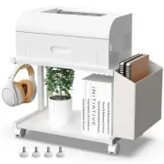 VEDECASA 2 Tier Modern White Wooden Under Desk Printer Stand with Storage Bag...