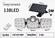 138LED-Outdoor With Splite Solar & Motion Sensor Lights- Adjustable Heads+Remote