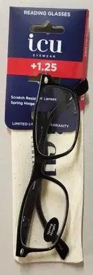 ICU Eyewear Reading Glasses +1.25 Emeryville Design With Pouch