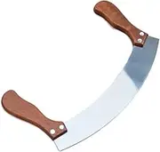 Pizza Cutter Stainless Steel Vegetable Herb Pizza KnifeHome Practical Cutter Double Wooden Handle Kitchen Nougat Cutting Tool Chopper