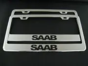 2x SAAB Stainless Steel License Plate Frame Rust Free W/ Caps