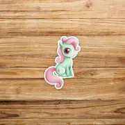 Cute Mint Green Unicorn Pony Sticker - Kawaii Pink Hair Decal for Kids #1064