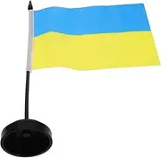 WOONEKY Solid Pole Top Mini Flag Ukrainian Flag Ornament Polyester Ideal for Office Home
