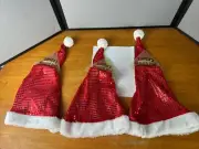 LOT OF 3 RED SEQUIN SANTA HATS NEW UNUSED ADULT SIZE