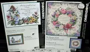 2 Dimensions Stamped Cross Stitch Kits #3196 and #3160 Flowers Grandmother Birds