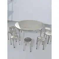 在飛比找ETMall東森購物網優惠-新款不銹鋼內置轉盤圓桌家用飯桌可折疊大圓桌餐桌連體圓臺桌子