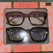 2.00 Nicole Miller Bluelight Reading Glasses womens 2 pack blush & tortoise